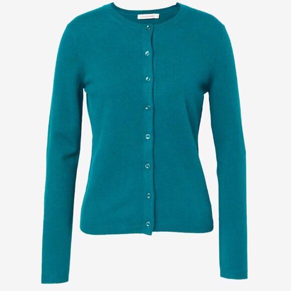 Pure Collection Sweaters - Pure Collection Cashmere Button Cardigan Sweater Crew Neck Teal Sz 8/10